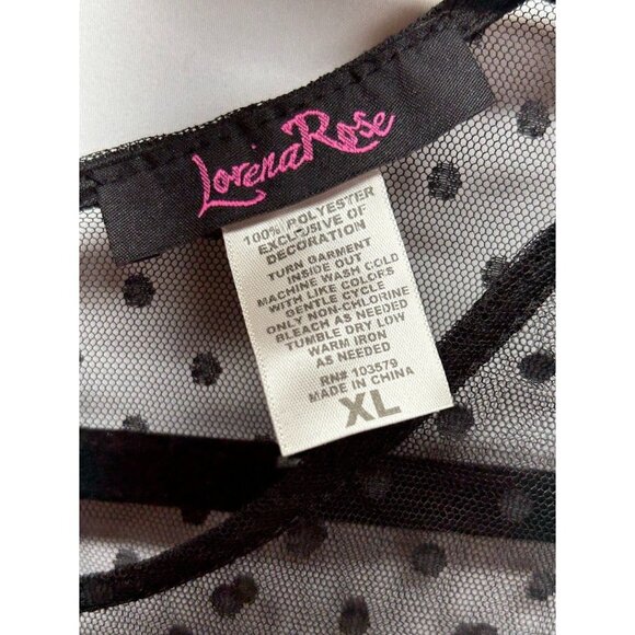Lorena Rose XS Black Polka Dot Mesh Flutter Sleeve‎ Blouse - Picture 3 of 9